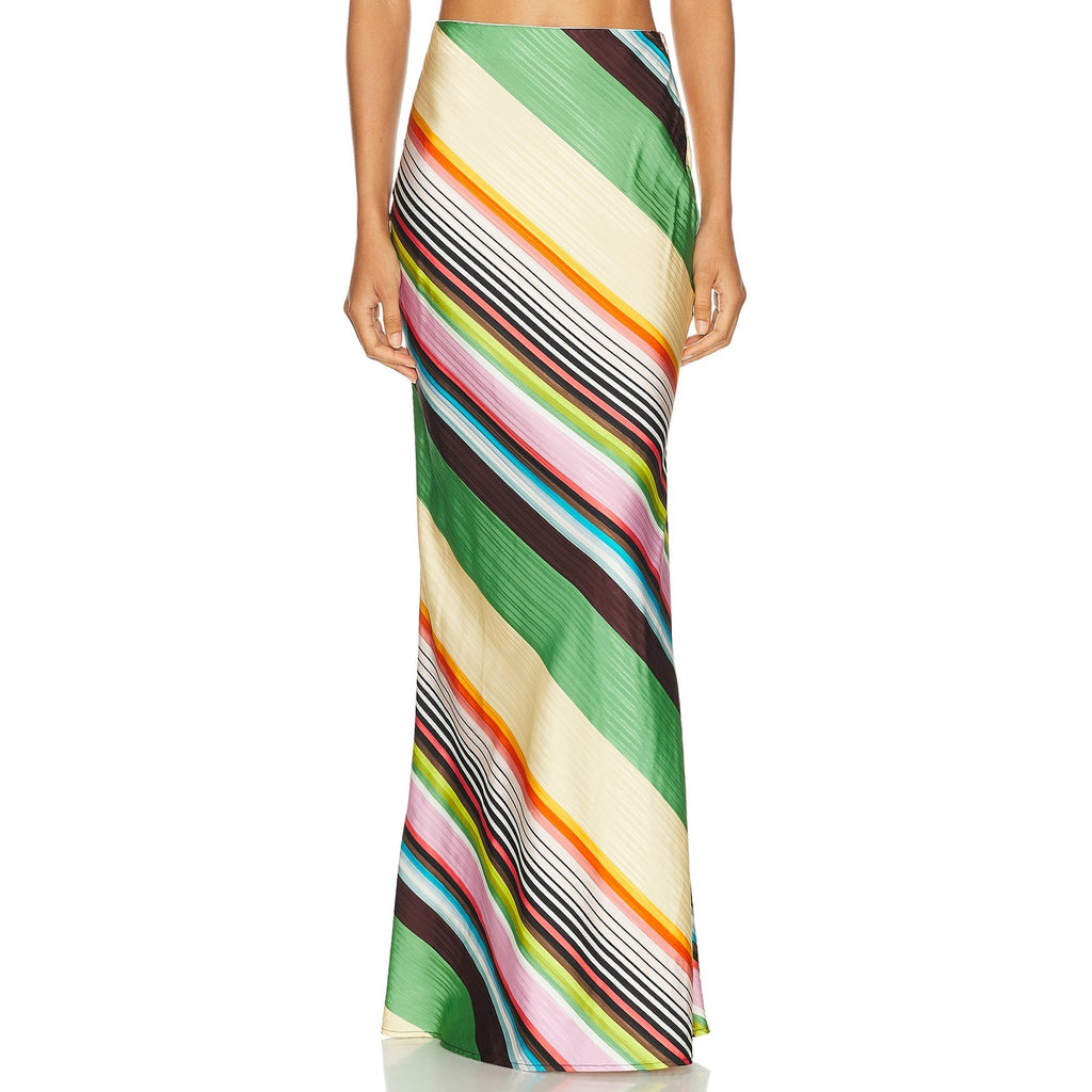 Christopher John Rogers 'Bias' Green Satin Maxi Skirt Size 2