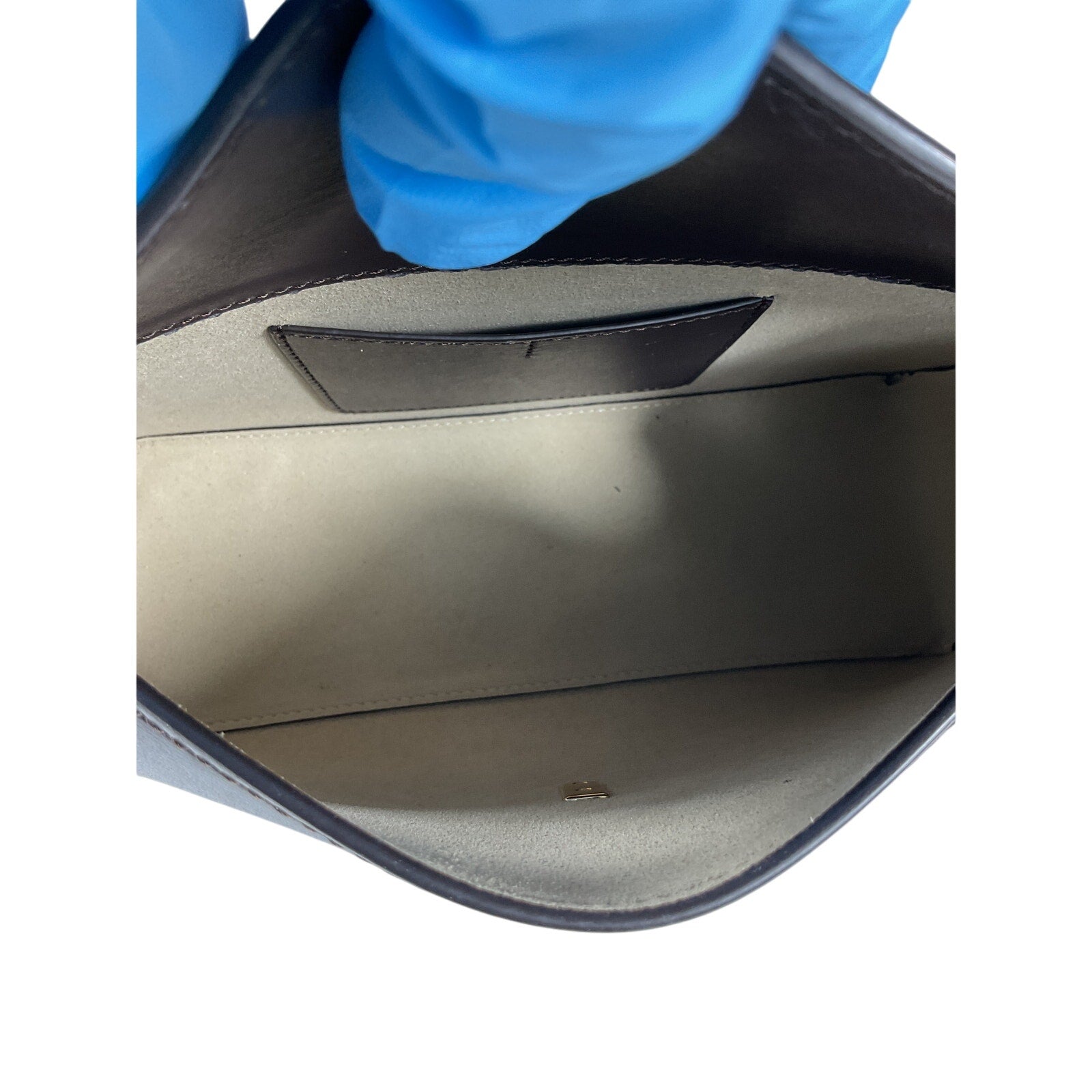 Toteme 'T-Lock' Brown Leather Textured-Leather Clutch OS