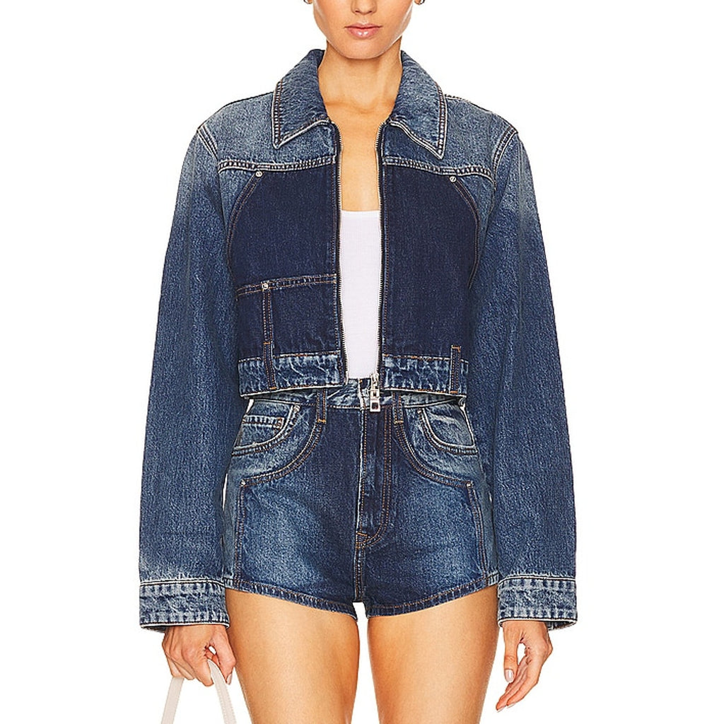 Grlfrnd 'Avery' Blue Cotton Two Tone Utility Jacket Size XS - NWT