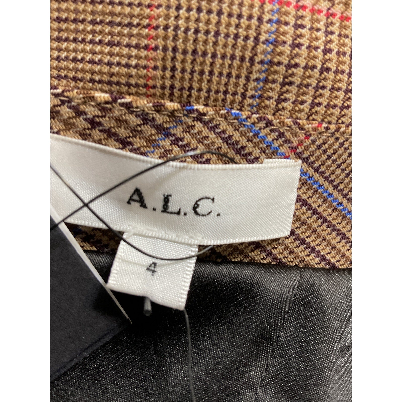 A.L.C. 'Skyla' Brown Draped Prince Of Wales Checked Woven Wrap Top Size 4 - NWT