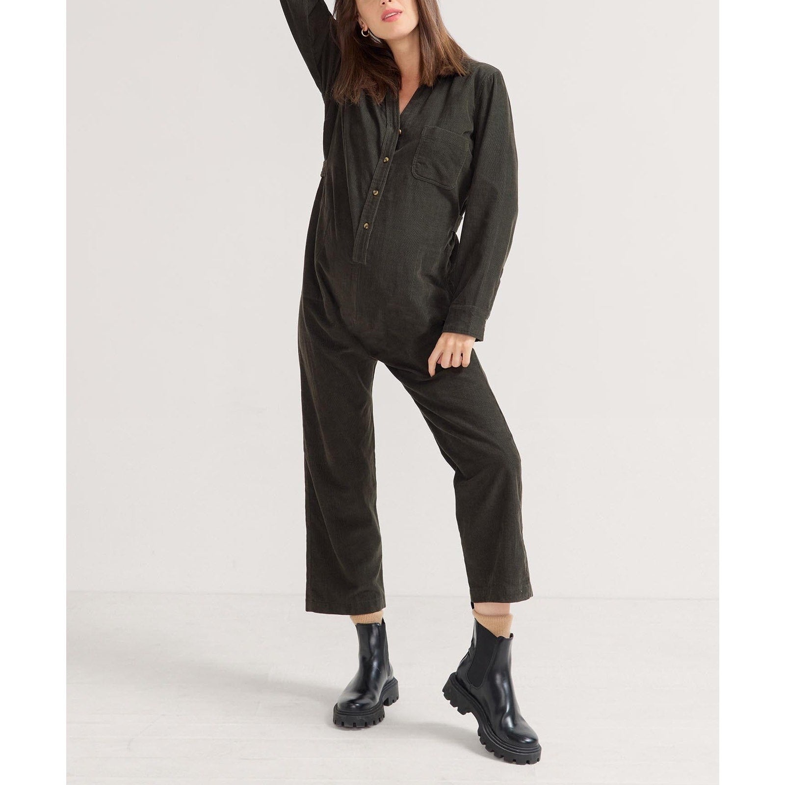 Hatch 'The Everyday' Green Nursing Cord Jumpsuit Size 2