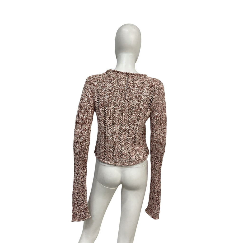 Acne Studios Pink Cotton Cropped Lace Sweater Size M