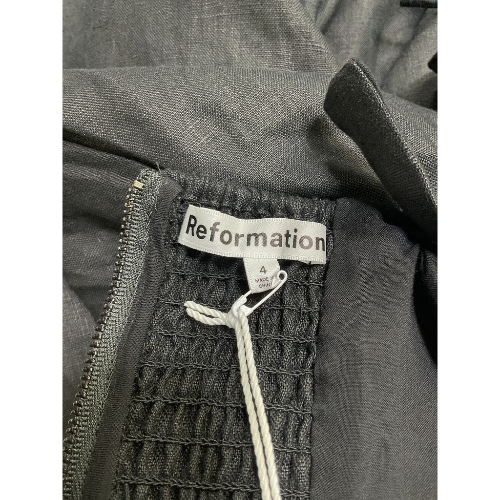 Reformation 'Balia' Black Linen Dress Size 4 - NWT