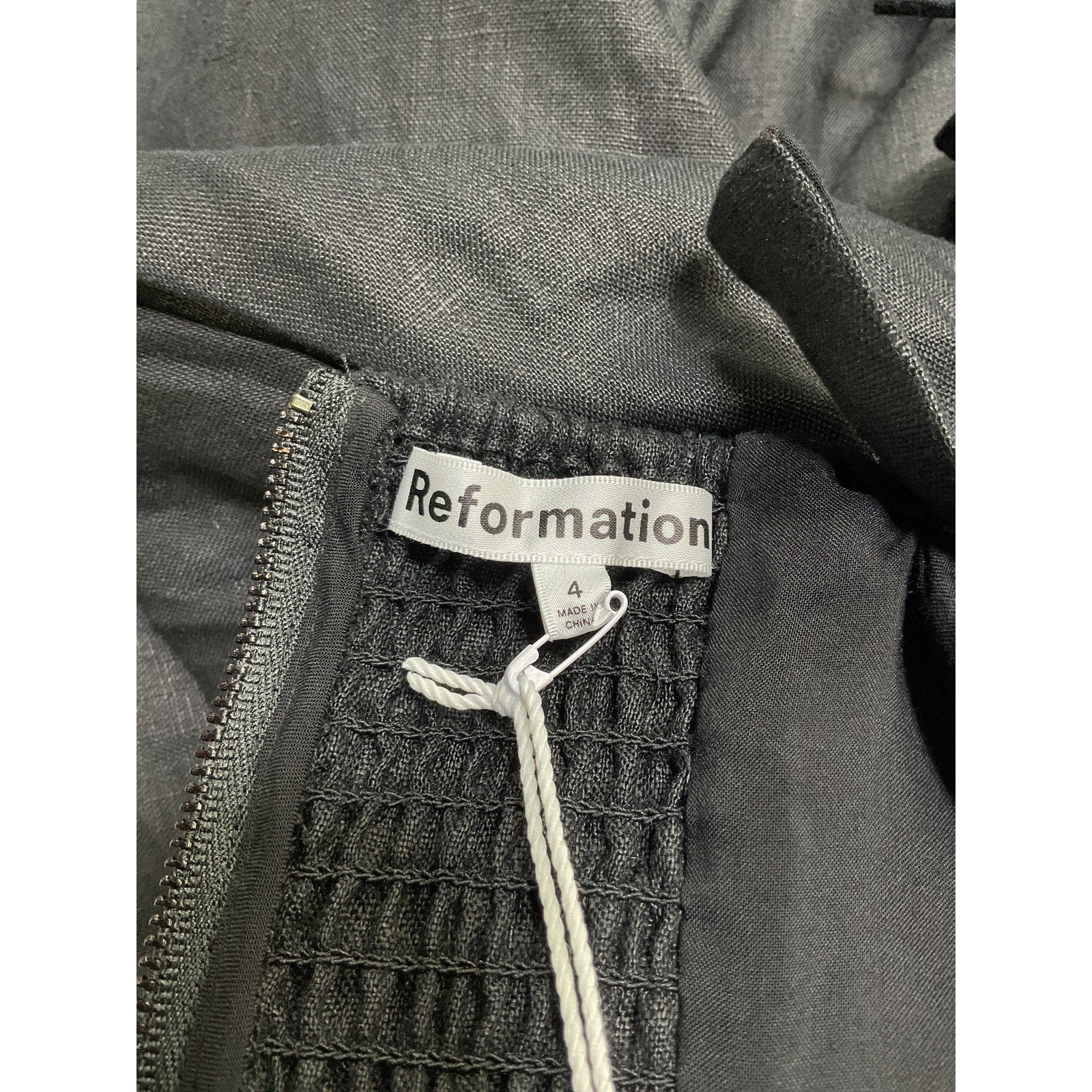 Reformation 'Balia' Black Linen Dress Size 4 - NWT