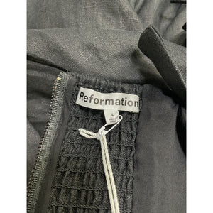 Reformation 'Balia' Black Linen Dress Size 4 - NWT