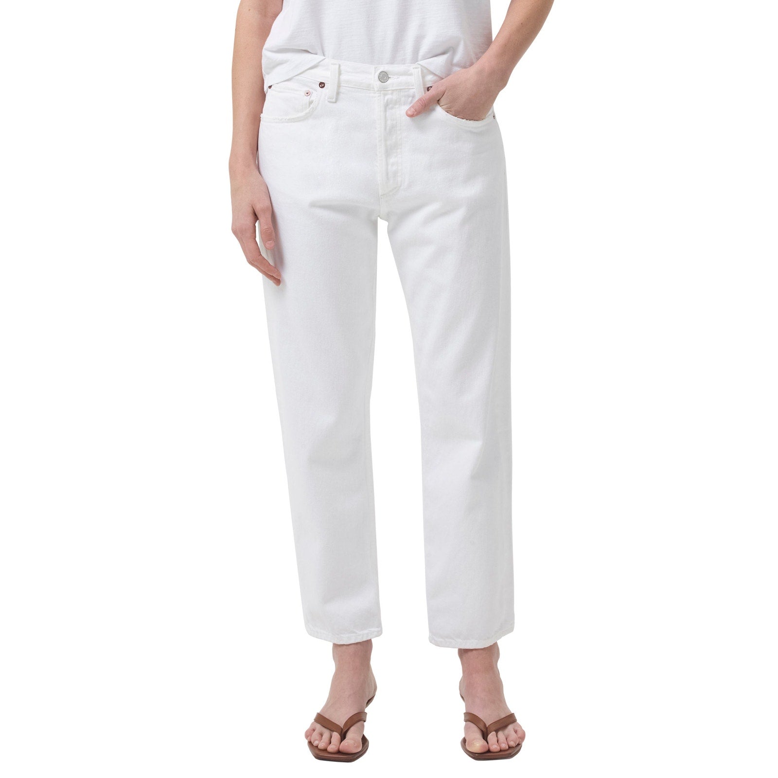 Agolde Parker White Crop Straight Leg Organic Cotton Denim Jean Size 27
