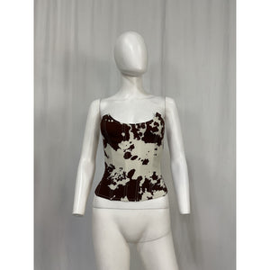 Miaou 'Leia' Brown Cotton Cow-Print Corset Top Size XS