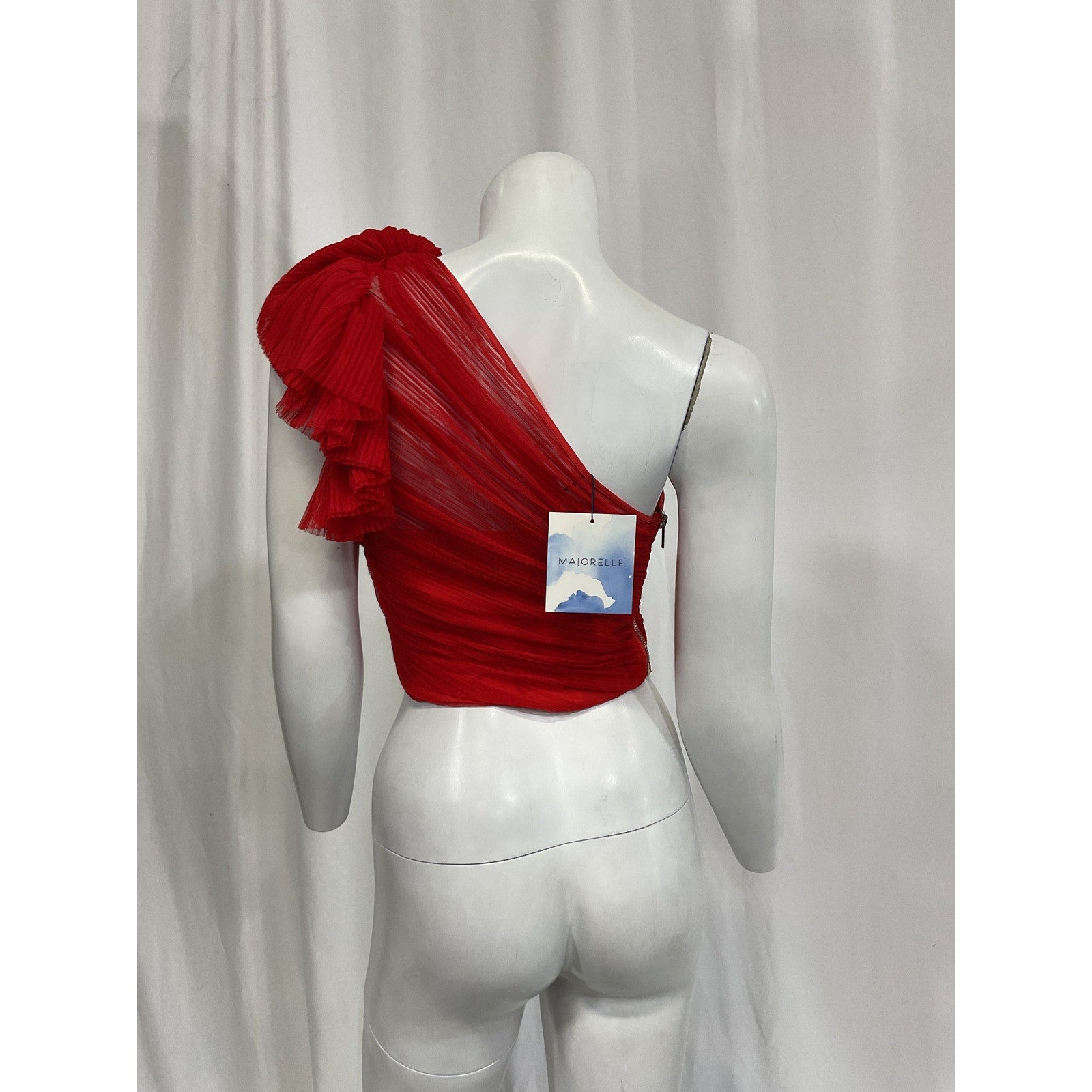 Majorelle 'Soriya' Red One Shoulder Tulle Top Size XS - NWT