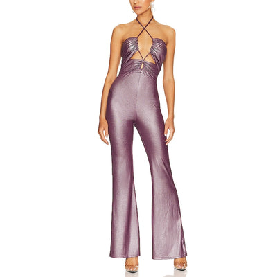 House Of Harlow 1960 x Revolve 'Lorenza' Halterneck Purple Jumpsuit / Rompoer Size M