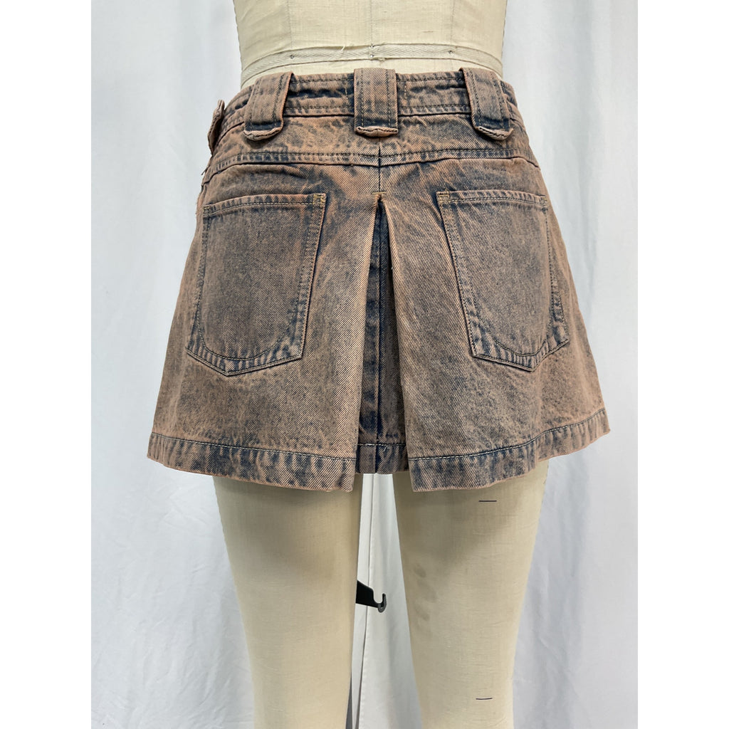 Grlfrnd 'Ivy' Tan Cotton Pleated Mini Skirt Size 25