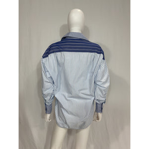 Sandro 'Oriane' Blue Striped Button Up Cotton Shirt Size XS