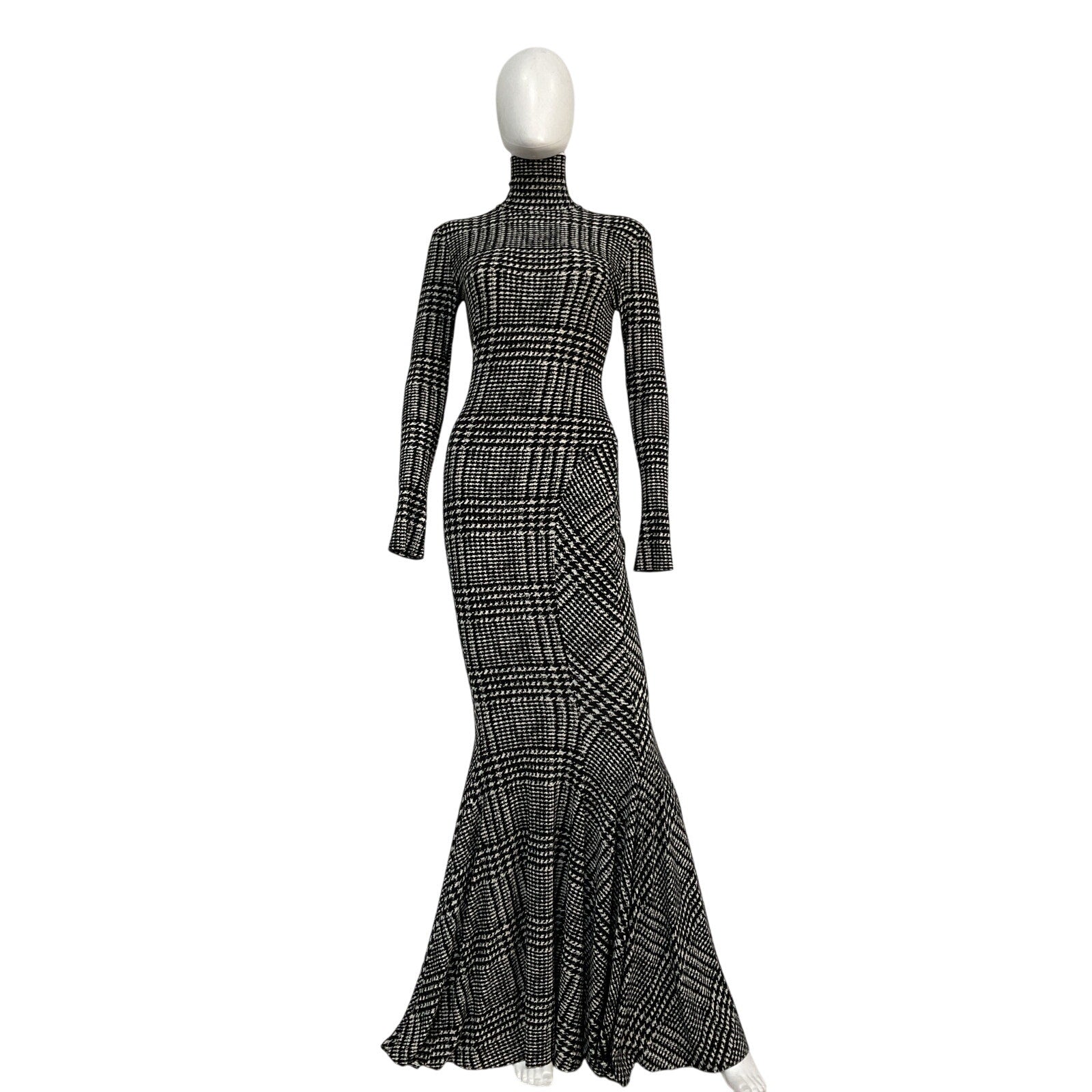 Norma Kamali Long Sleeve Black Polyester Turtle Fishtail Gown Size XS