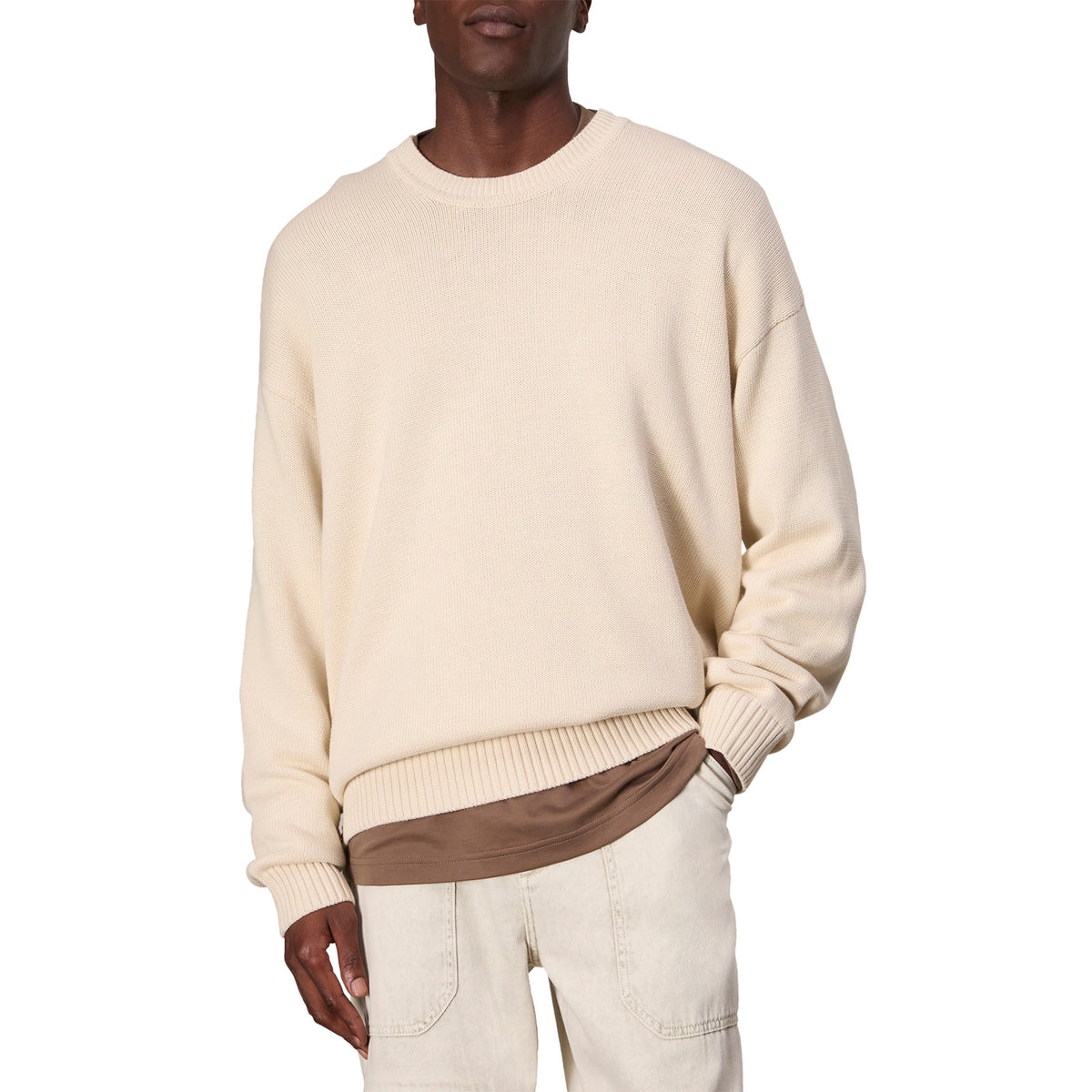 Rag & Bone 'Clarkson' Cream Cotton Sweater Size L