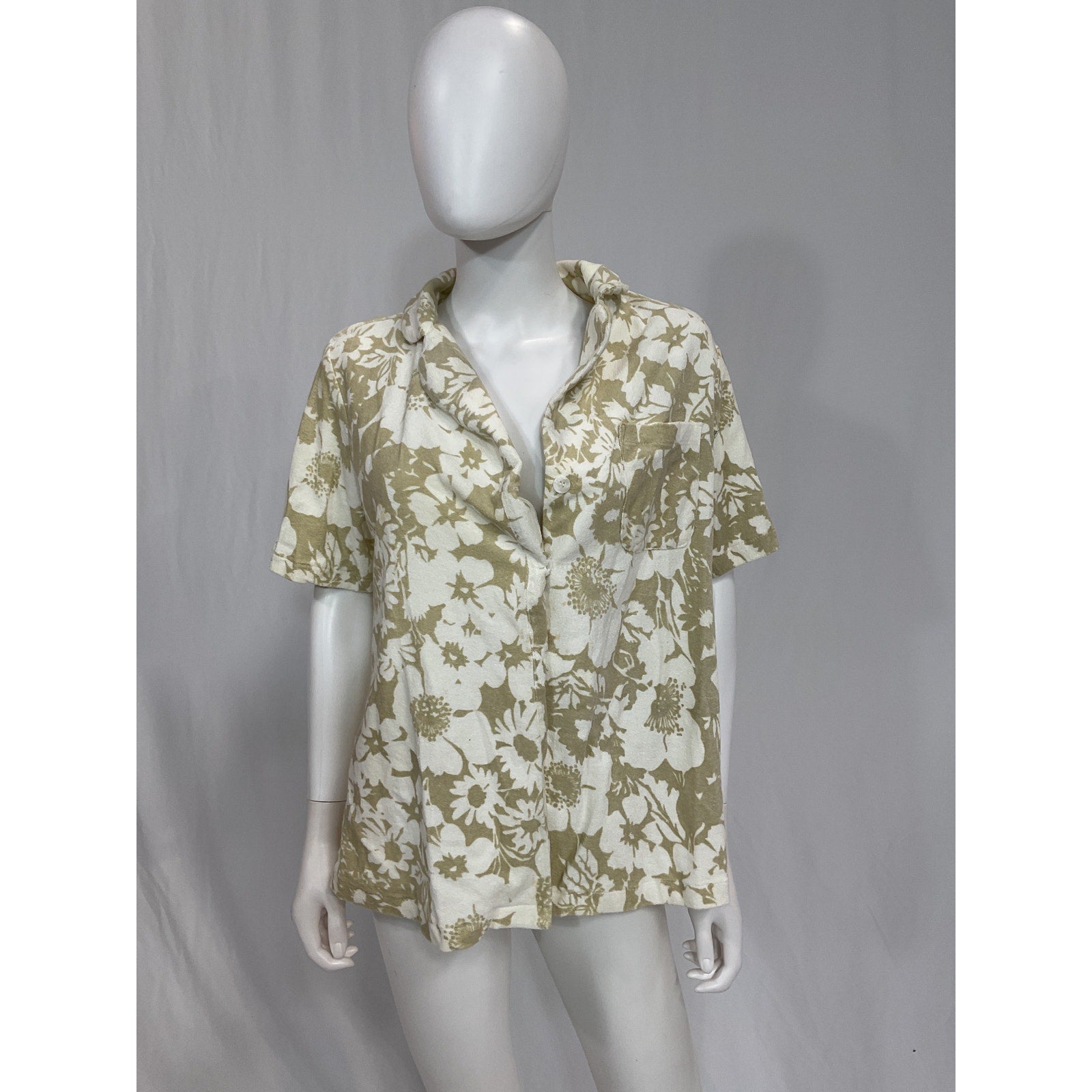 Faithfull The Brand Beige 'Montina' Caronia Floral Print Cotton-Terry Shirt Size S