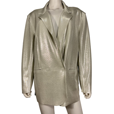 Norma Kamali Metallic Cream Double Breasted Blazer Size S