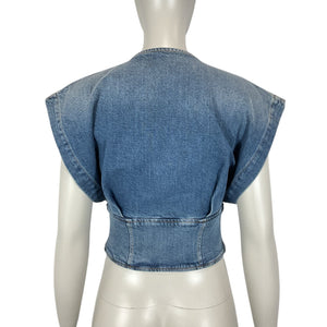 Iro Cropped Mid Used Denim Zahira Top Size FR 34 / US 2 NWT