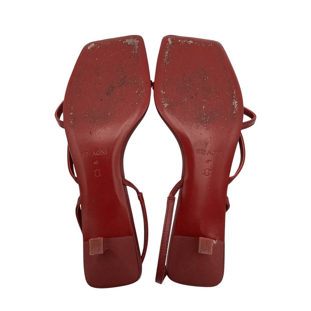 St. Agni 'Pina' Brown Leather Slingback Sandals Size 10