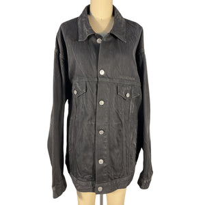 Balenciaga Oversized Black Paris Logo Denim Jacket Size M