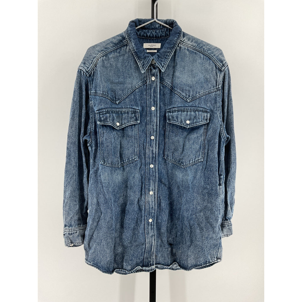 Isabel Marant �toile 'Taniami' Blue Cotton Oversized Denim Shirt Size 40
