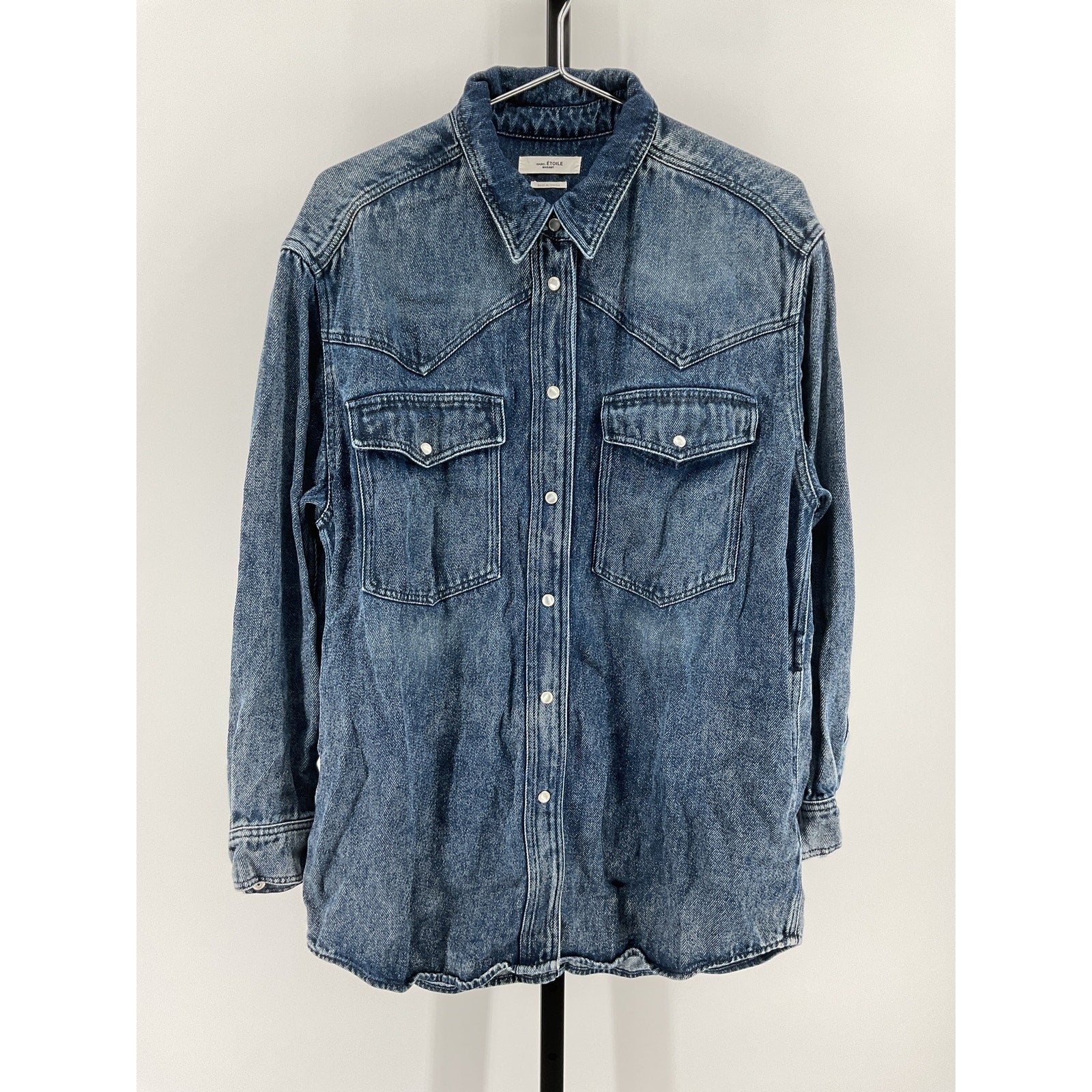 Isabel Marant �toile 'Taniami' Blue Cotton Oversized Denim Shirt Size 40
