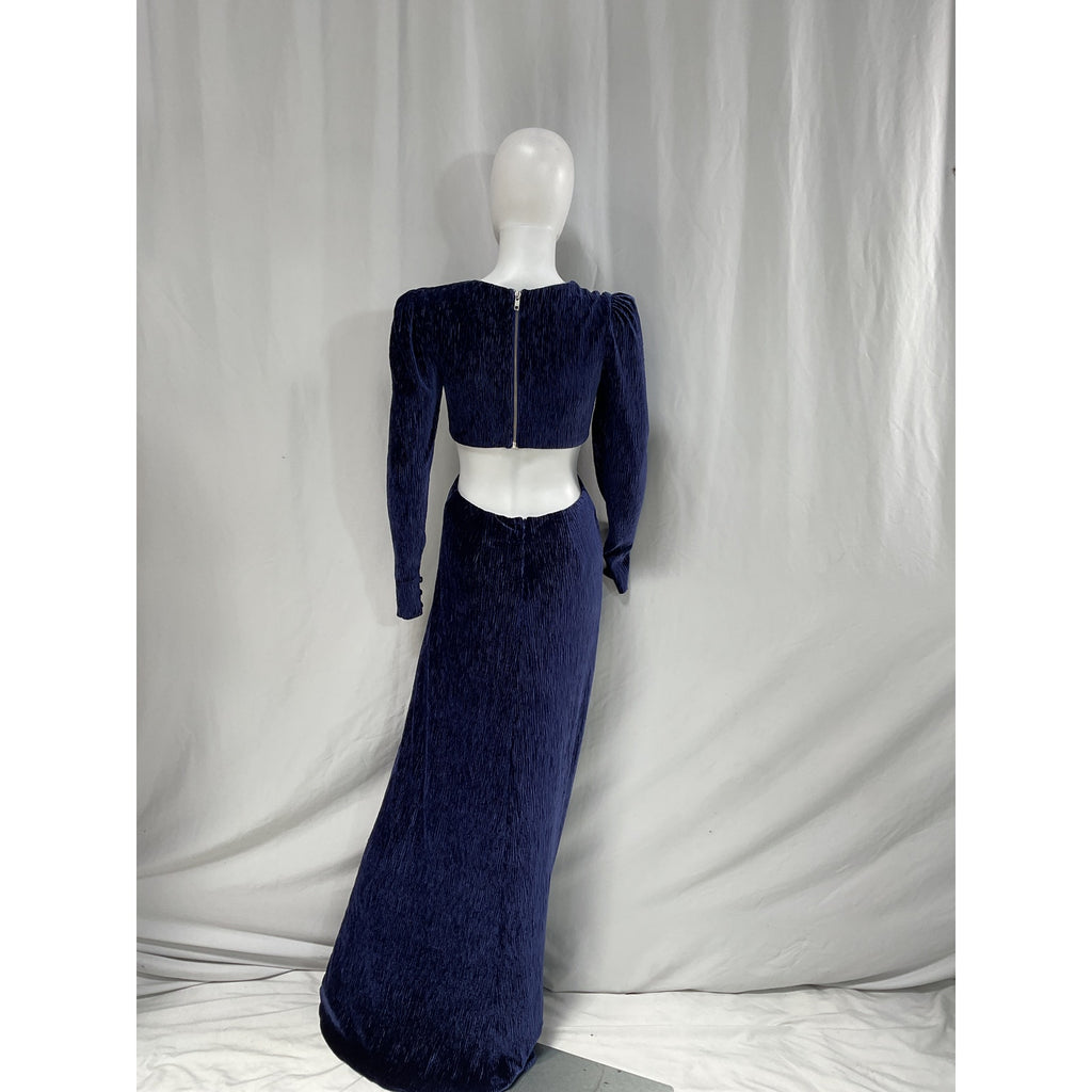 Patbo 'Textured' Purple Velvet Velour Waist Cut Out Gown Size 4