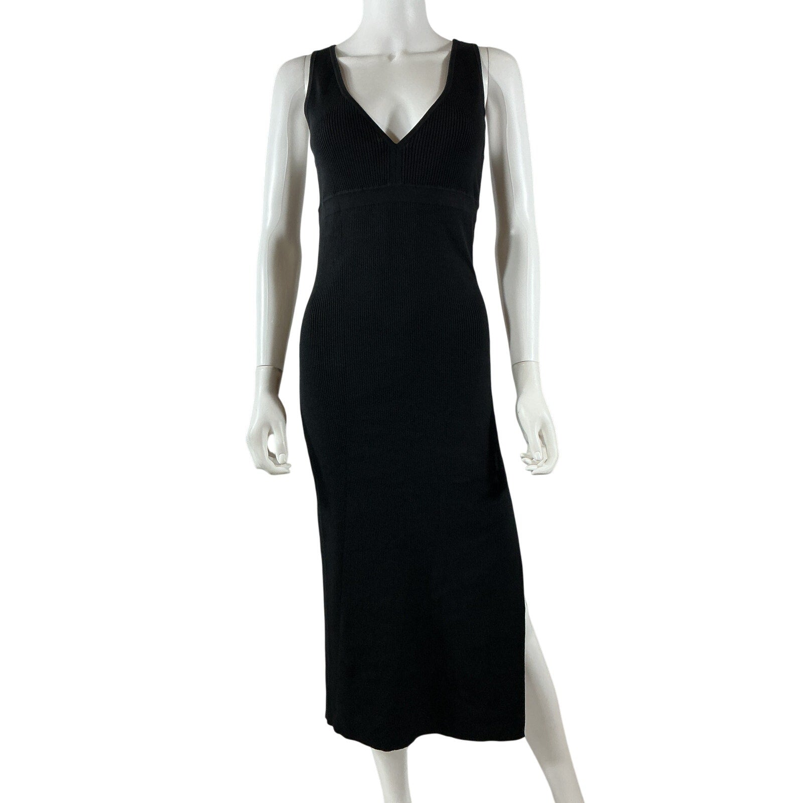 Hatch 'The Elma' Black Cotton Rib Knit Dress Size 3