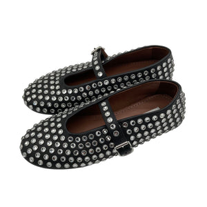 Alaia Crystal Embellished Black Mary Jane Flats Size It 38.5/ US 8.5