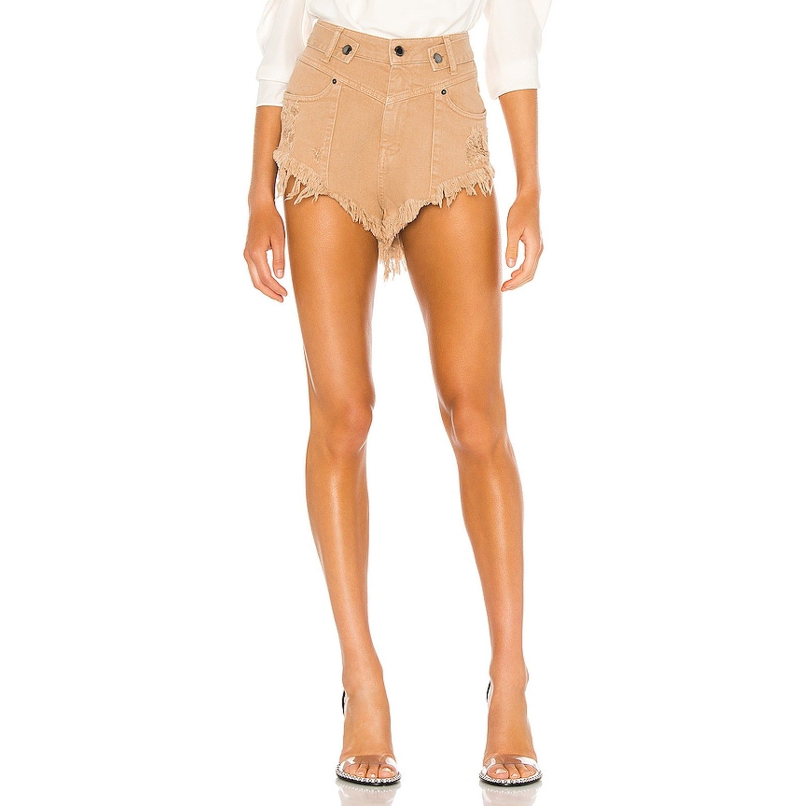 Retrofete x Revolve 'Tessa' Brown Cotton Shorts Size 27 - NWT