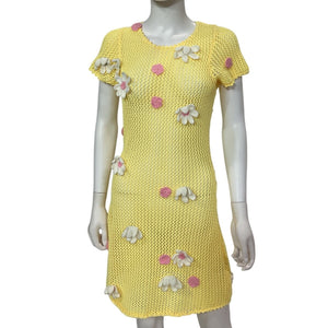 For Love & Lemons Crocheted Yellow Walker Dress Size M
