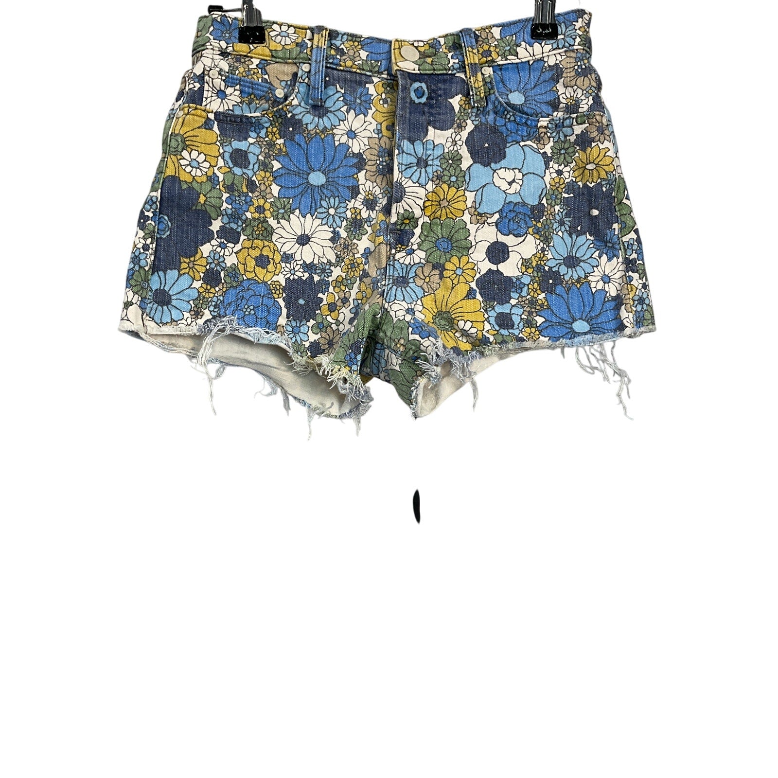 Mother The Tomcat Kick Blue Fray Short Size 25