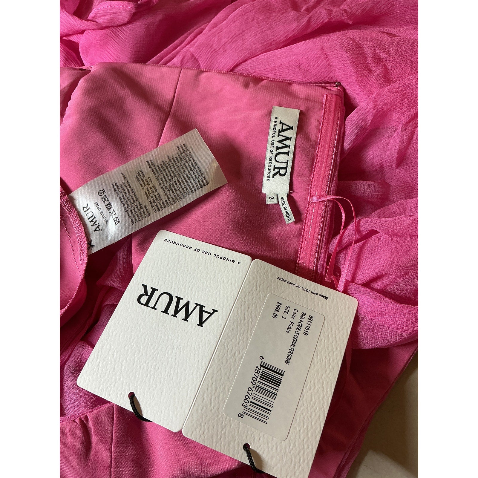 Amur 'Paula' Pink Viscose Gown Size 2 - NWT