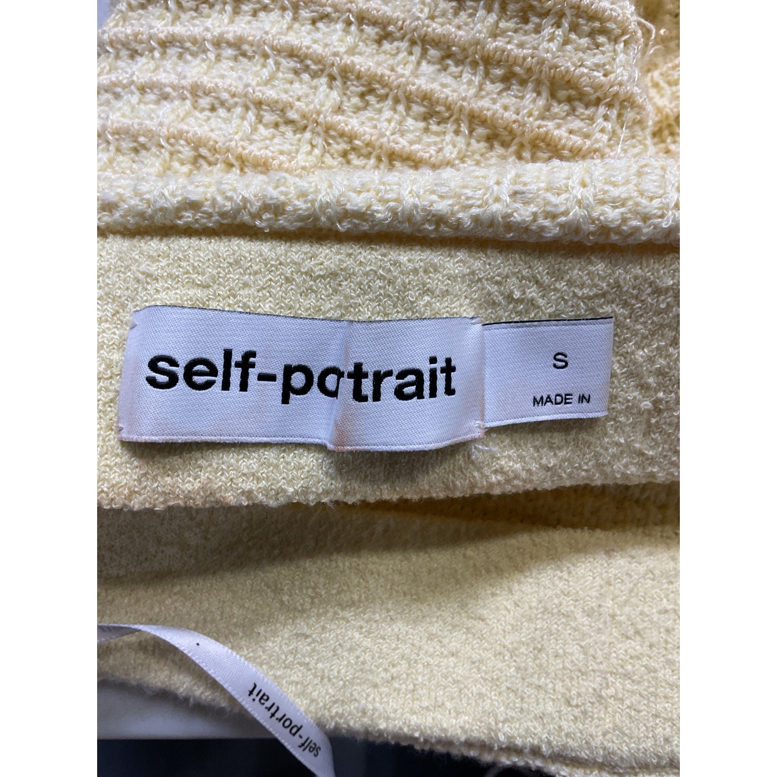 Self-Portrait 'Textured' Yellow Knit Skirt Size S