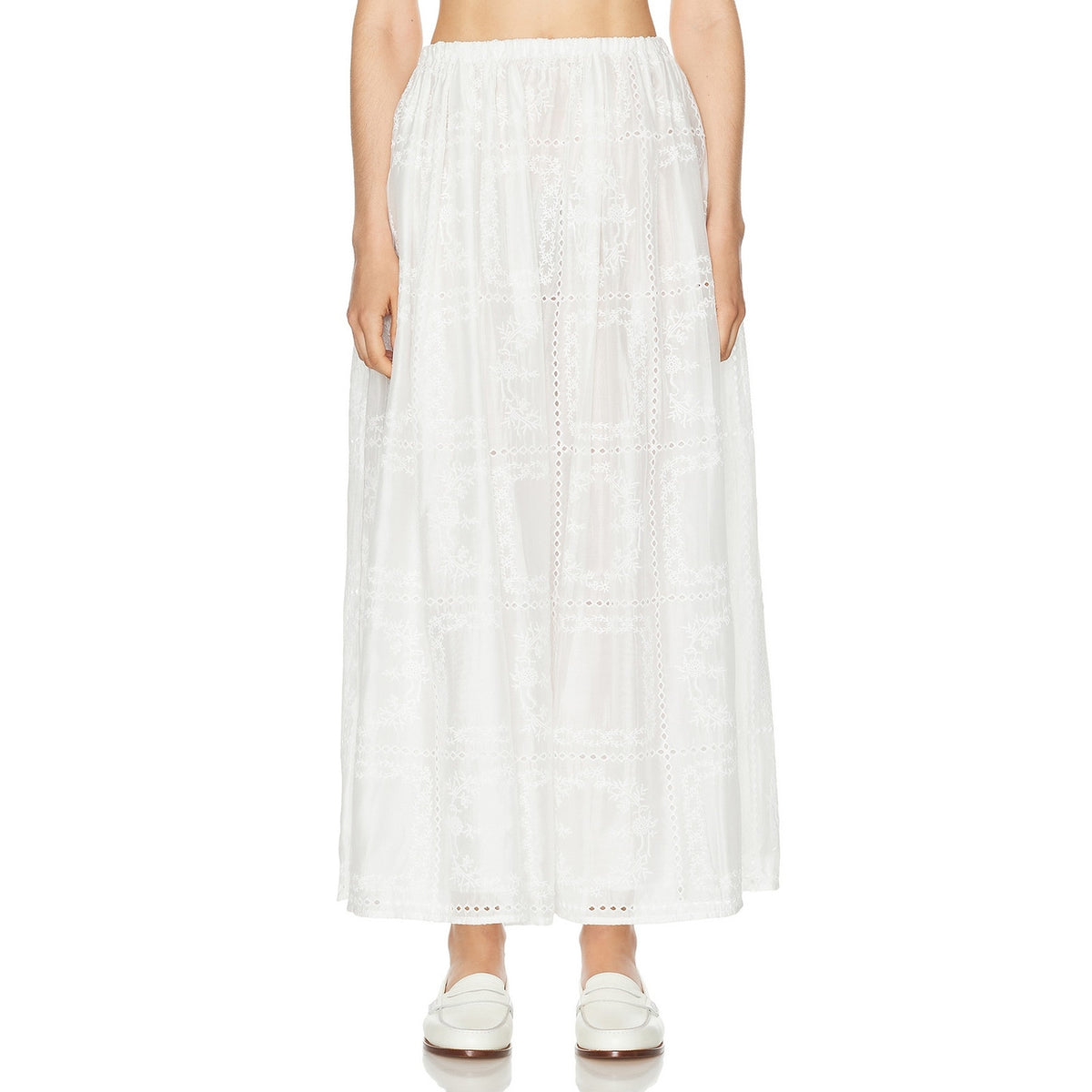 Helsa 'Handkerchief' White Lyocell Midi Skirt Size S