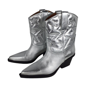 Paris Texas Metallic Silver Star Cowboy Boots Size 6 US / 36 EU