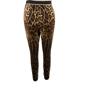 Dolce And Gabbana Sleek Leopard Elastic Waist Leggings Size 36