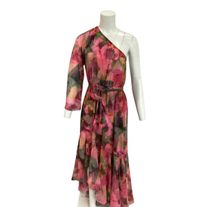 Misa Los Angeles Asymmetric Watermelon Tourmaline Sabrina Dress Size M