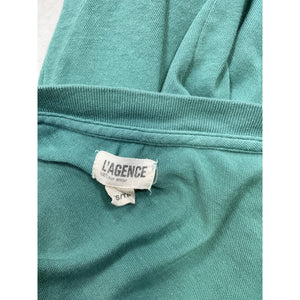 L'Agence 'Becca' Green Cotton V-Neck Tee Size XS