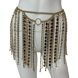 Camila Coelho Embellished Gold Penny Skirt Bottom Size XS NWT