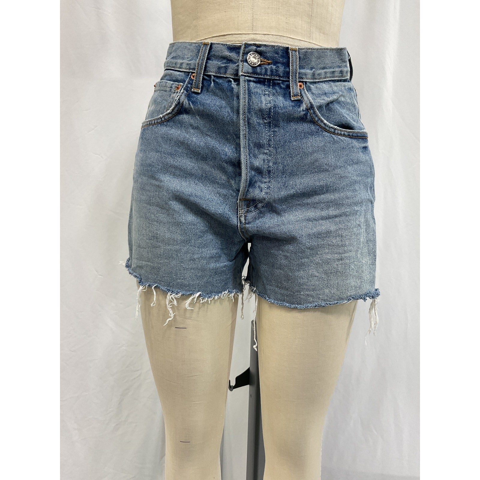 Grlfrnd 'Jules' Blue Denim Super High Rise  Vintage Short Size 25