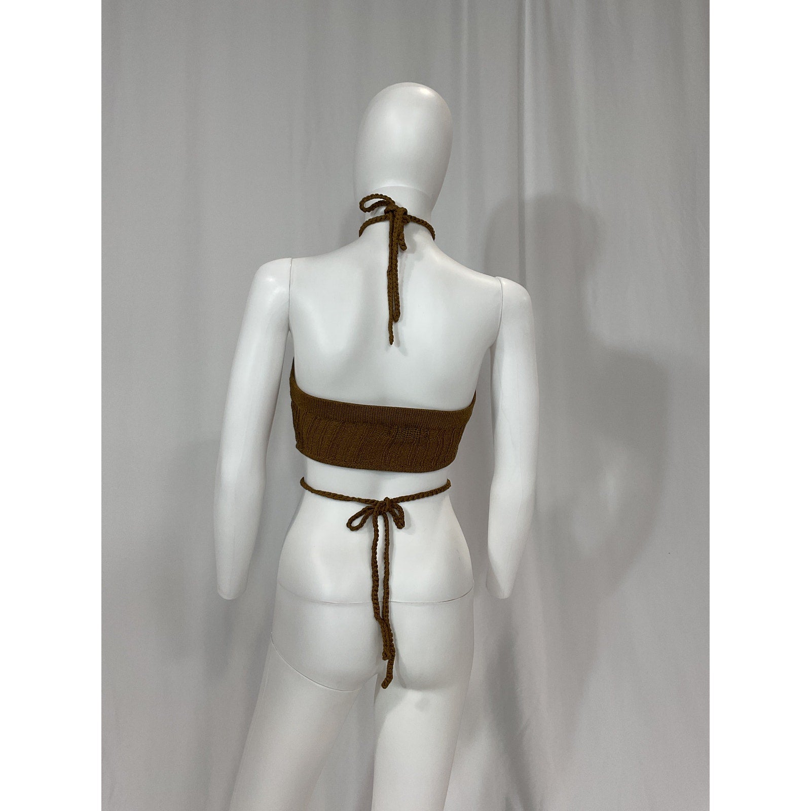 Michael Costello x Revolve 'Sylvan' Brown Halterneck Knit Top Size XS