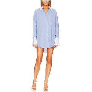 L'Academie Crisp Blue Fresh Stripe Shirtdress Size XS