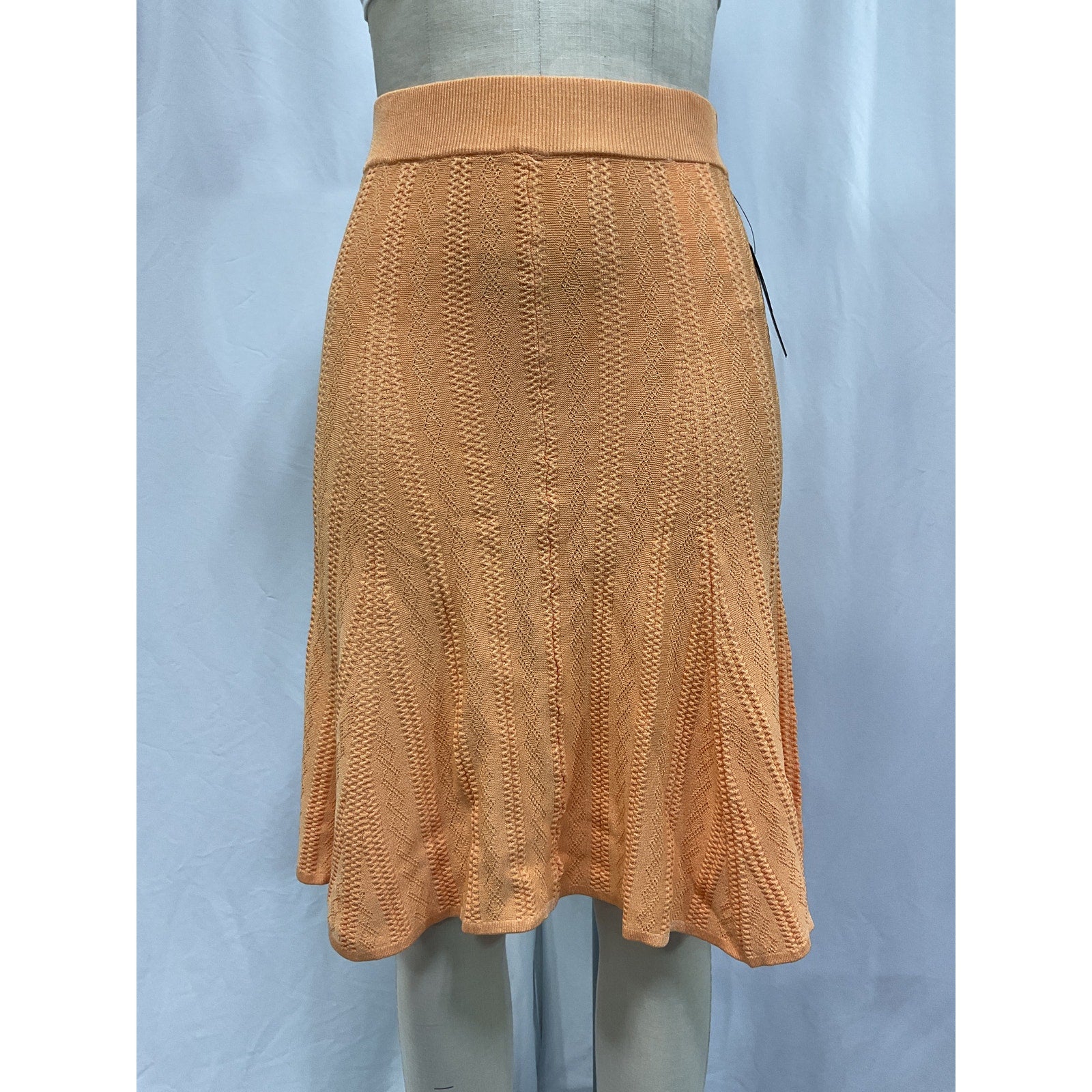 Remain Birger Christensen 'Bastia' Orange Pointelle-Knit Skirt Size DK 36