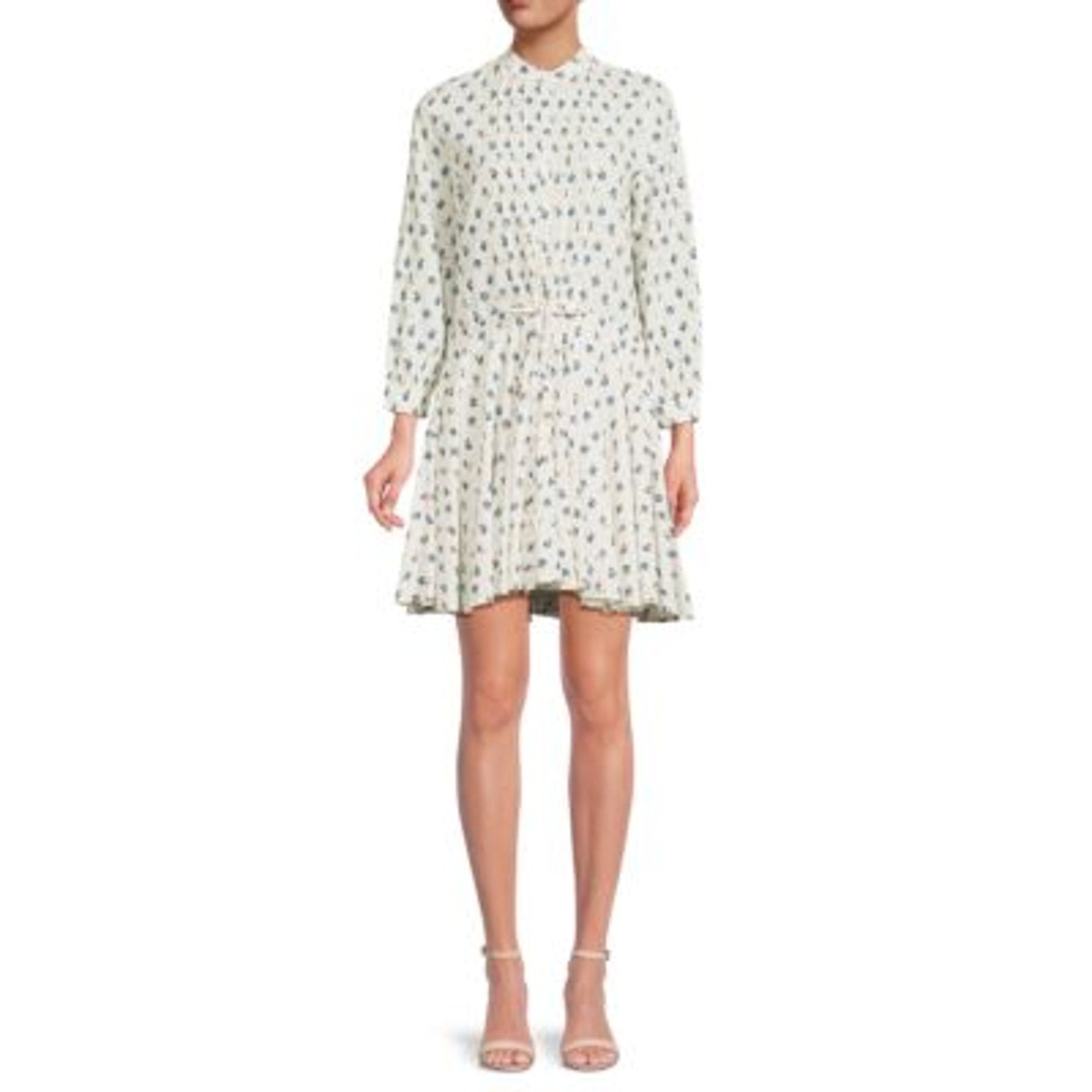 Zadig & Voltaire 'Ranil' White Floral A Line Long Sleeve Mini Dress Size S