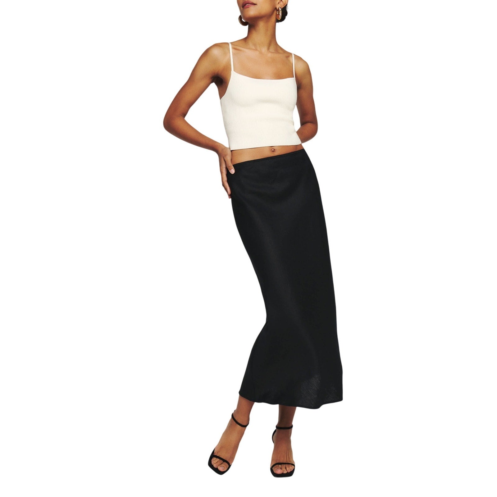 Reformation 'Petites' Black Linen Layla Skirt Size S / P