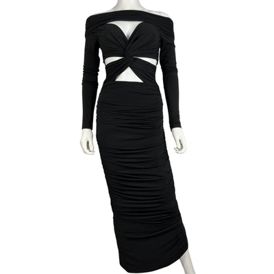 Ronny Kobo Ruched Black Nikki Gown Size S