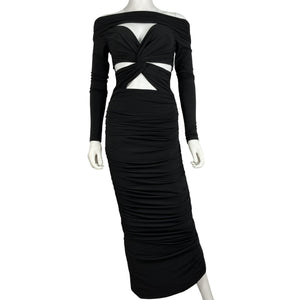 Ronny Kobo Ruched Black Nikki Gown Size S