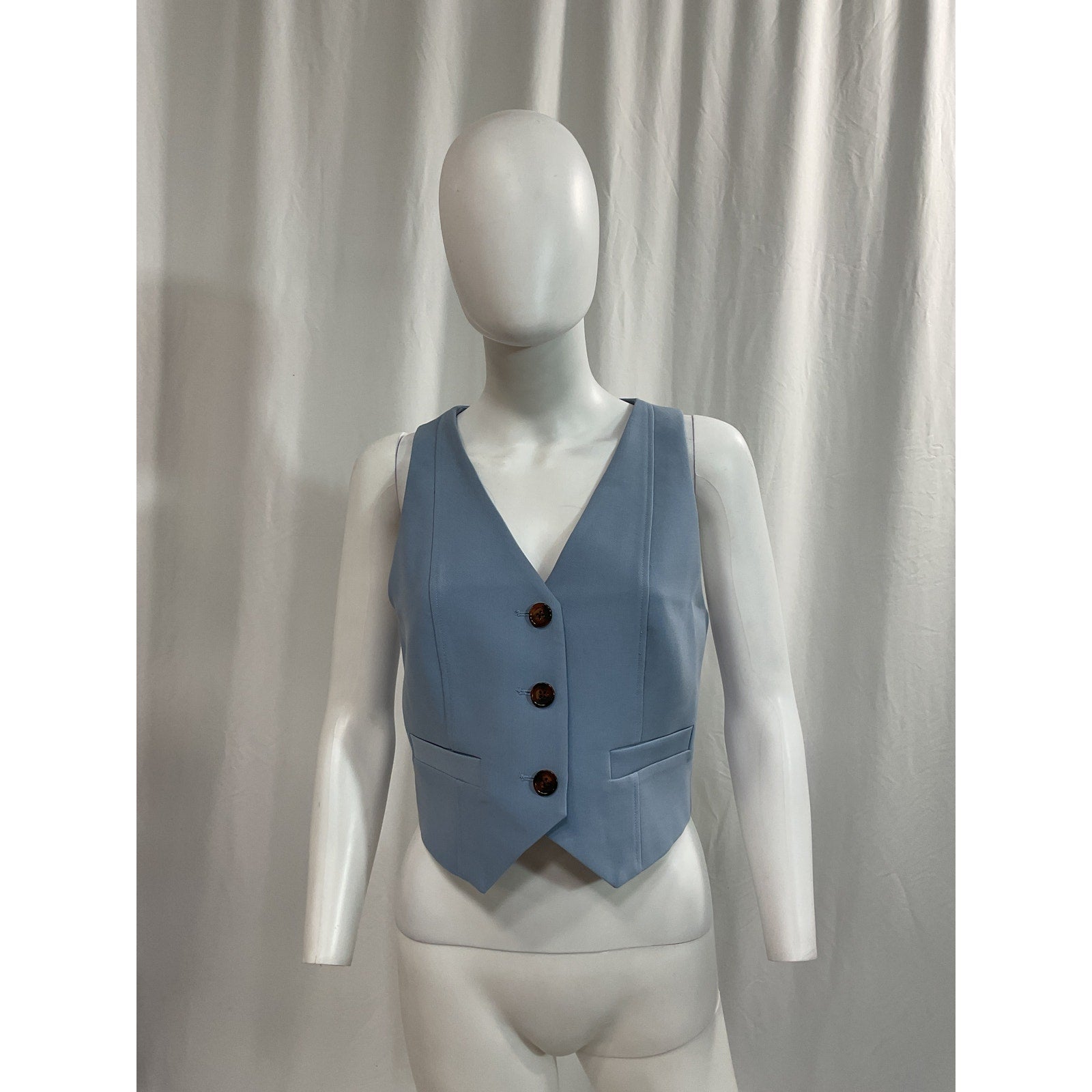 Shona Joy 'Irena' Blue Tailored Fitted Twill Vest Size 6