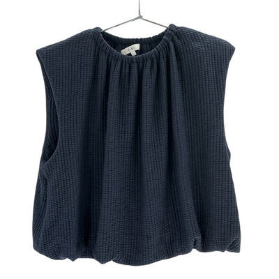 Tibi Textured Blue Waffle Shirred Neck Top Size L