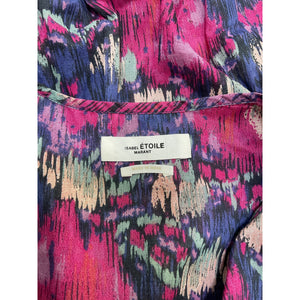 Isabel Marant �toile 'Miranda' Purple Floral Cropped Short Sleeve Top Size 36