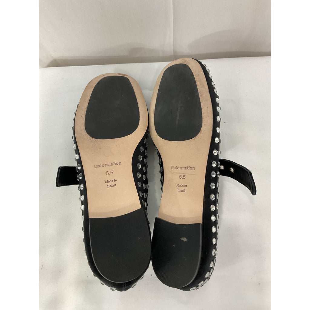 Reformation 'Bethany' Black Ballet Flat Size 5.5